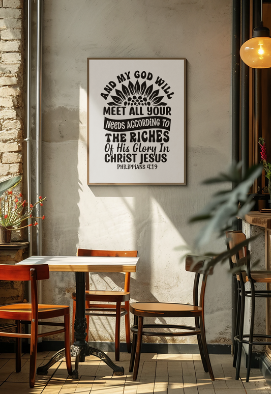 My God will Meet Your Needs Wall Art